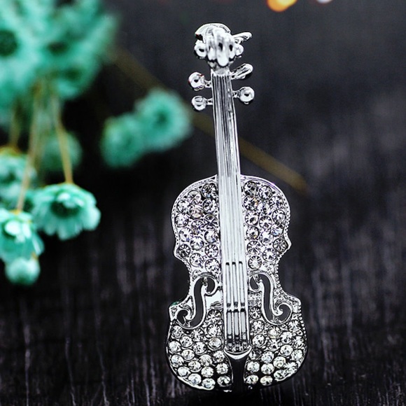 NWT Violin brooch in gold or silver - Picture 5 of 8